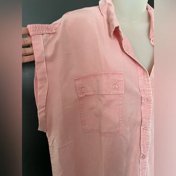 Buffalo David Bitton Soft pink boxy lagenlook button top with chest pockets - Picture 2 of 7